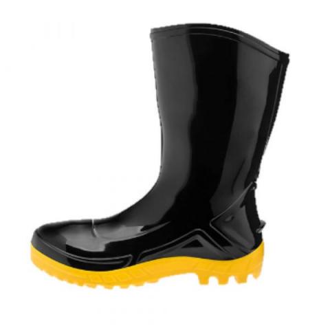 Bota De Borracha Preta Curta Com Solado Amarelo Nº 33 Vulcaflex