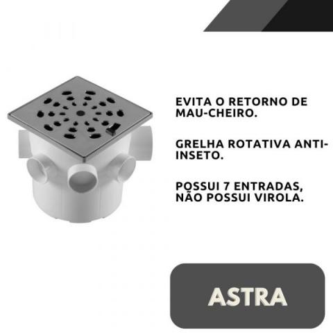 Caixa Sifonada Quadrada 15x15cm de 7 Entradas Cromada Astra