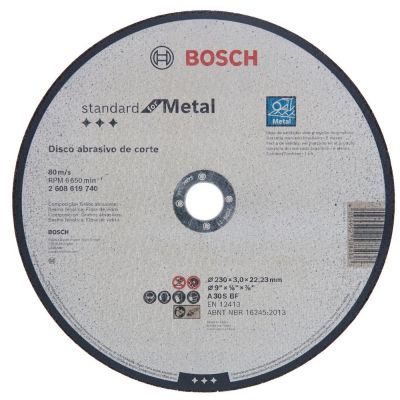 Disco de Corte Standard for Metal 230x3,0mm Centro Reto Bosch