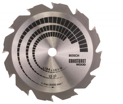 Disco de serra circular Construct Wood¸184, furo de 16 mm, espessura de 1,6 mm, 12 dentes Bosch