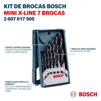 Jogo de Brocas Madeira Bosch Mini X-Line 3-10mm 7 pçs 2607017505000 Bosch
