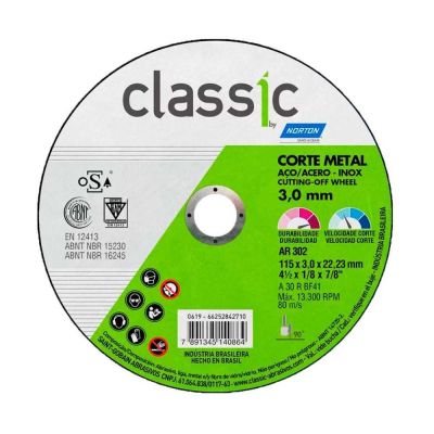 Disco De Corte Classic 4 1/2X1/8X7/8 AR302” AR302 Norton