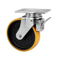 Rodízio 414 Placa Giratória com Freio Roda Ferro PU 300kg Colson