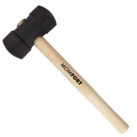 Martelo de Borracha Preto Com Cabo Madeira 60mm Momfort