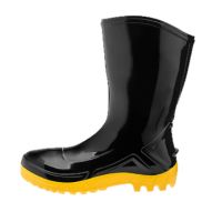 Bota De Borracha Preta Curta Com Solado Amarelo N° 36 Vulcaflex