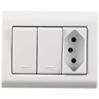 Caixa de Sobrepor com 2 Interruptores Simples 10 A 250 V e 1 Tomada 2P+T 10 A 250 V LizFlex Branca Tramontina
