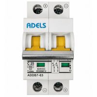 Disjuntor Solar Bipolar 600 Vdc CC 25A ADDB7-63 Adels Panda Energia Solar