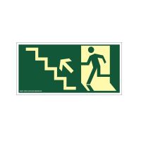 Placa de Sinalização 30X18 Luminescente Rota de Fuga Escada Esquerda Subida