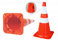 Cone Sinalização Flexível Laranja 50cm com Faixa Refletiva