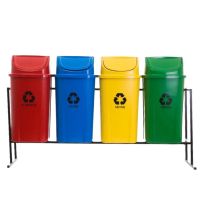 Jogo de Lixeiras Seletiva 60 Litros Kit com 4 Lixeiras Lar Plásticos