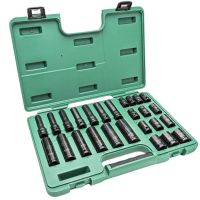 Jogo Soquete Impacto Parede Fina Curto/Longo 1/2 Pol. 26 Peças Sata