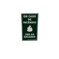 Placa de Sinalização 30X18 Luminescente Incêndio Use a Escada