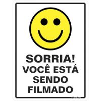 Placa De Sinalização 19x7cm Sorria Você Está Sendo Filmado 