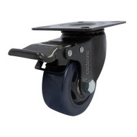 Rodízio Carbon Blue 312 Placa Giratória com Freio 70Kg Colson