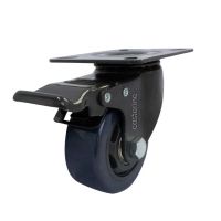 Rodízio Carbon Blue 412 Placa Giratória com Freio 90Kg Colson