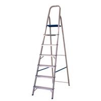 Escada Doméstica com 6 Degraus em Alumínio Prata e Azul Alumasa