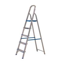 Escada Doméstica com 5 Degraus em Alumínio Prata e Azul Alumasa