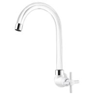 Torneira de Parede Bica Móvel para Cozinha Fienza Cristal Branco Viqua 