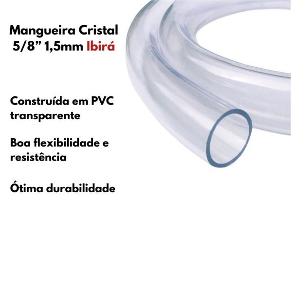 1 Metro De Mangueira Cristal 5/8” 1,5mm Ibira