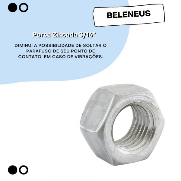 Porca Zincada 3/16” Beleneus