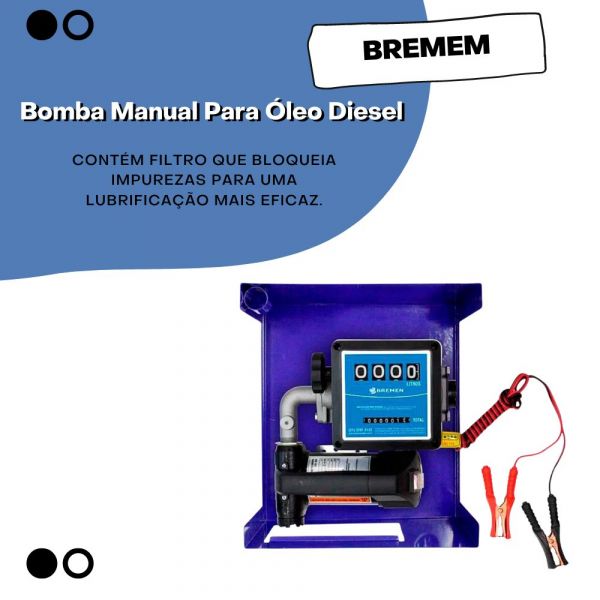 Bomba Manual Para Óleo Diesel com Medidor 12V 40Lt Bremen