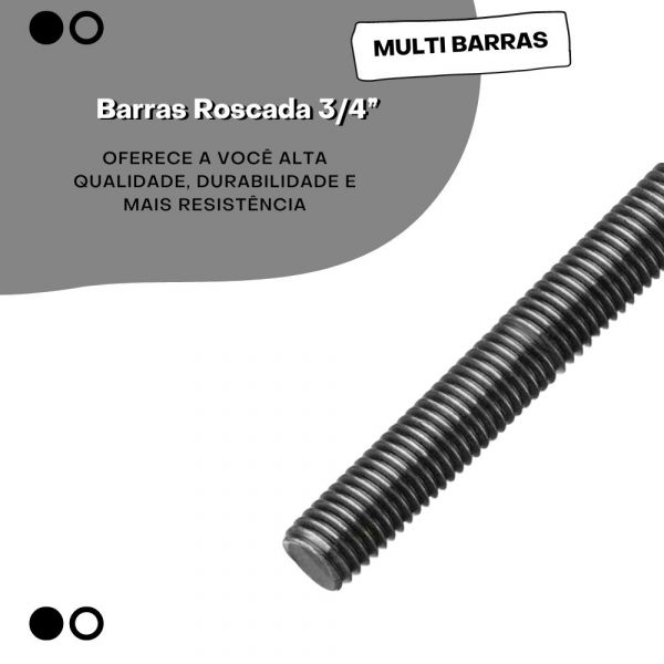 Barras Roscada 3/4” NC Polida 1 Metro Multi Barras
