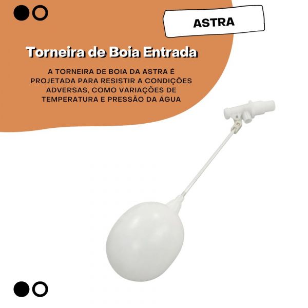 Torneira de Boia Entrada 1/2 Pol e 3/4 Pol com Haste de Alumínio 19cm Astra