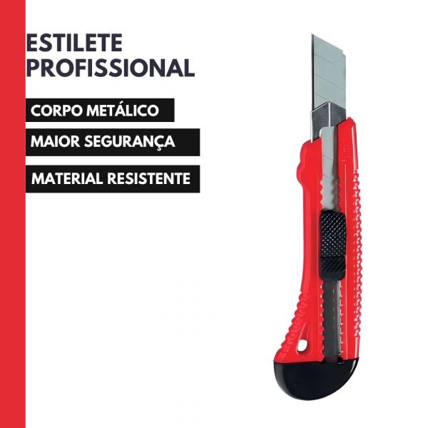 Estilete Profissional 18mm com Ponta de Metal MTX