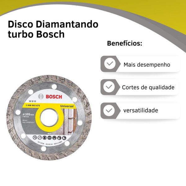 Disco Diamantando turbo Bosch Standard for Universal multimaterial 105 x 20 x 2,2 x 8 mm