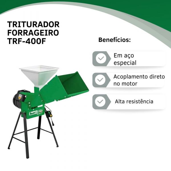 Triturador Forrageiro Trifásico TRF-400F 3CV 220V NR-12 Trapp