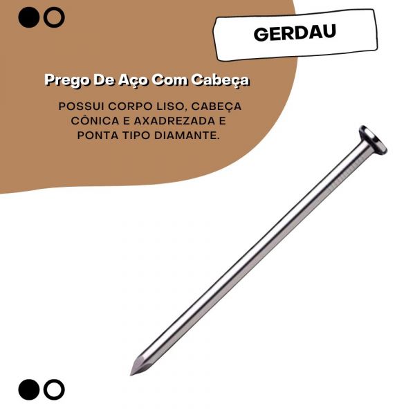1 Kg Prego De Aço Com Cabeça 22 X 48mm Gerdau