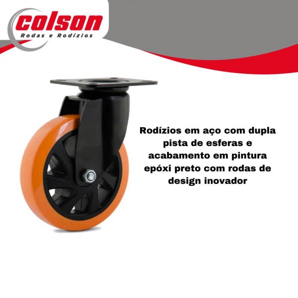 Rodízio 412 Placa Giratório Sem Freio Roda Polipropileno 90kg Colson