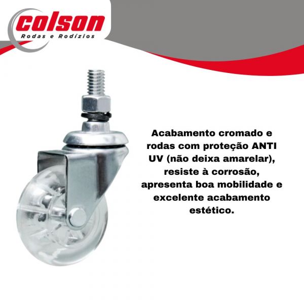 Rodízio Giratório sem Freio Roda Polipropileno 40kg Colson