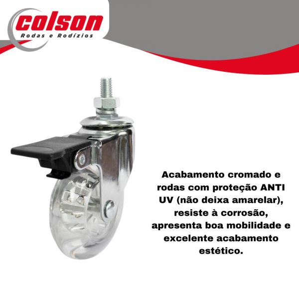 Rodízio Giratório 310 com Freio Série Gel 50kg Colson