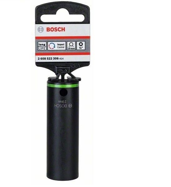 Soquete Impact Control M12 19mm, 77x19,5mm, encaixe 1/2Bosch 2608522306