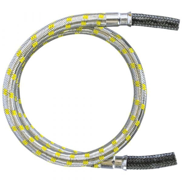 1,5 Metros de Mangueira Flexível Nitrílica 3/8(I) Ponta x Ponta Trama Inox Maqenge