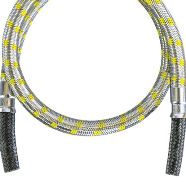 1,5 Metros de Mangueira Flexível Nitrílica 3/8(I) Ponta x Ponta Trama Inox Maqenge