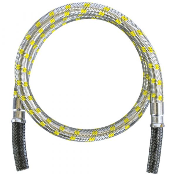 1,5 Metros de Mangueira Flexível Nitrílica 3/8(I) Ponta x Ponta Trama Inox Maqenge
