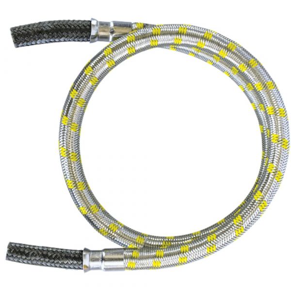 1,5 Metros de Mangueira Flexível Nitrílica 3/8(I) Ponta x Ponta Trama Inox Maqenge
