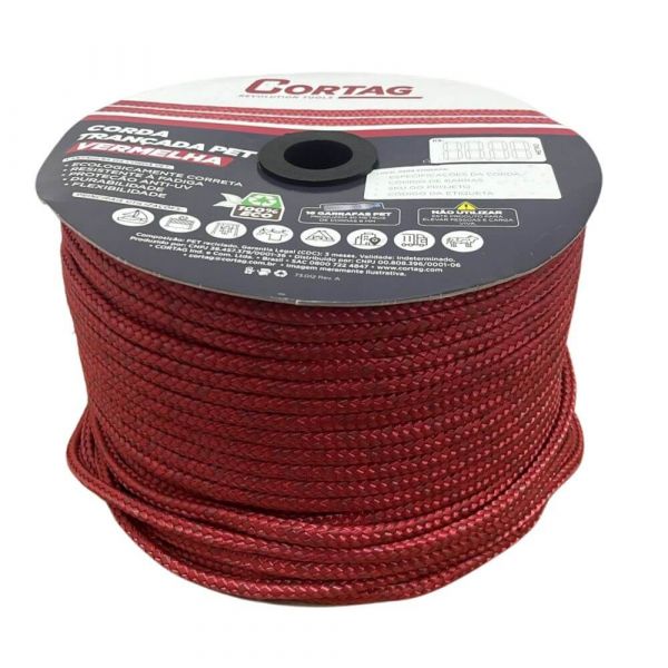 1 Metro de Corda 10mm 3/8 Pol. Vermelha Cortag 
