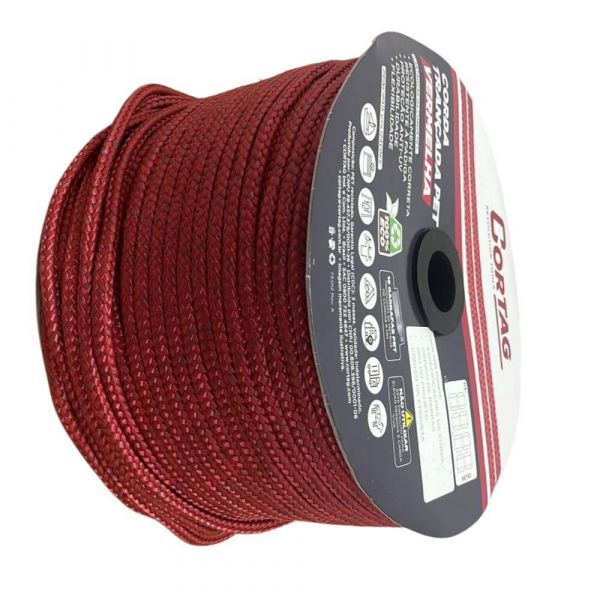 1 Metro de Corda 10mm 3/8 Pol. Vermelha Cortag 