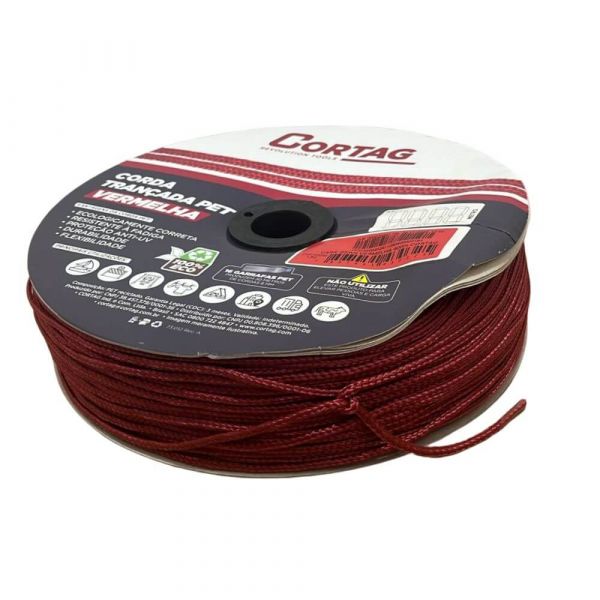 1 Metro de Corda 5mm 3/16 Pol. Vermelho Cortag