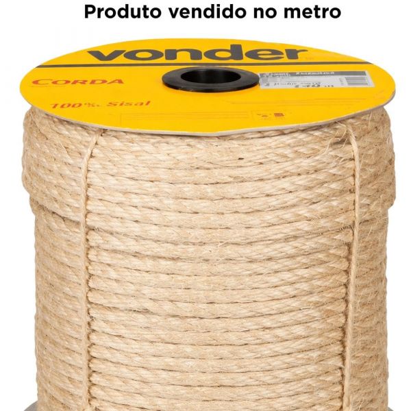 1 Metro de Corda Sisal 10mm 3/8 Pol. Vonder