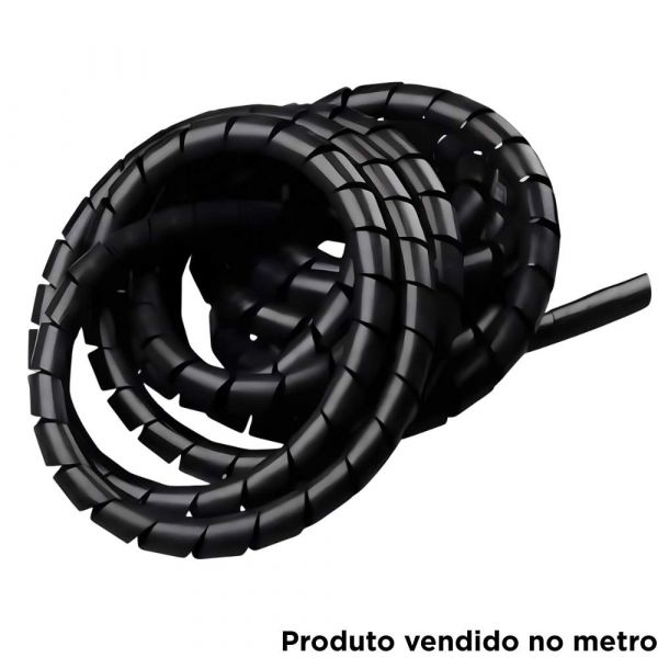 1 Metro de Tubo Espiral Organizador de Cabos 3/4 Preto Tramontina 