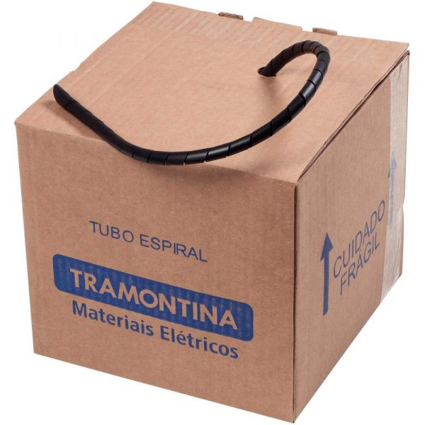 1 Metro de Tubo Espiral Organizador de Cabos 3/4 Preto Tramontina 
