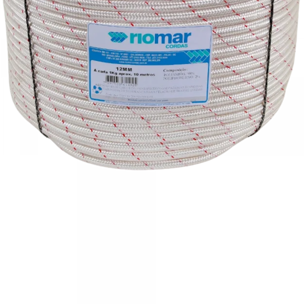 1 mt de Corda Trançada Poliamida 12 mm - Linha De Vida Riomar Cordas