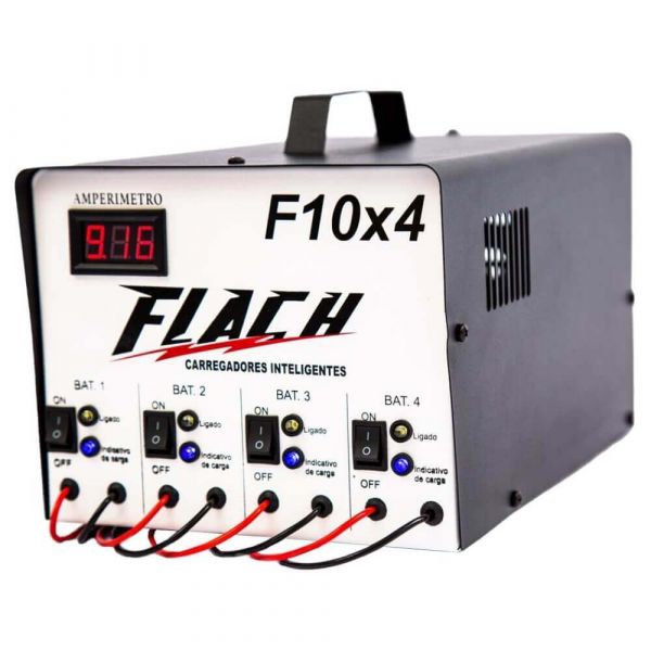 Carregador Inteligente de Bateria F10X4 10A 12V Flach