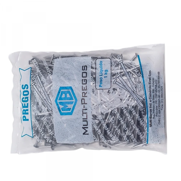 1Kg de Prego com Cabeça Tamanho 12x12mm Multi Barras