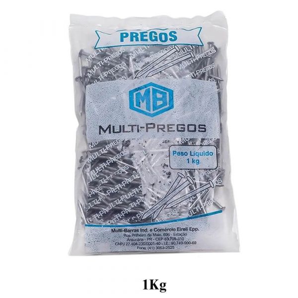 1Kg Prego com Cabeça Dupla 17X27mm Multi Barras
