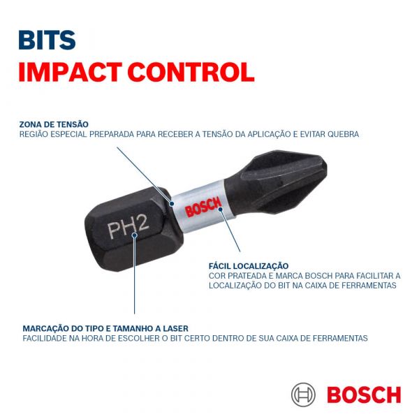 Jogo de Pontas para parafusar Bosch 25mm 8 peças Impact Control